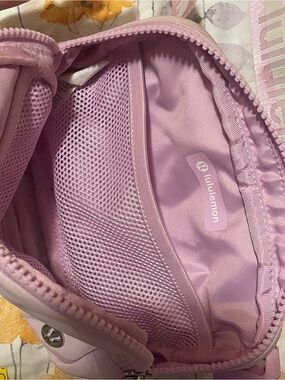 Pink Satin Button-Accent fanny pack